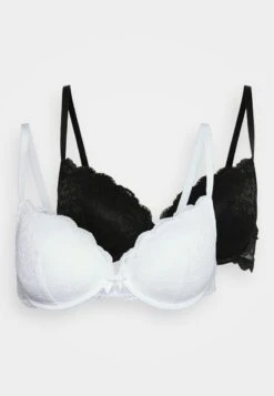 Anna Field 2 PACK LACE T SHIRT BRA - Bügel BH - White/black -Anna Field 6c6adf22afc949c0b3b387fdf870ca23